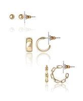Jessica Simpson Gold-Tone Stud and Hoop Earring Set