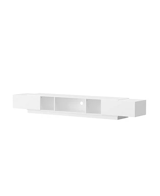 Tv stand with 2 drawers, white wood entertainment center, multi-purpose media console