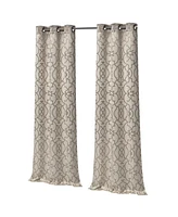 Kate Aurora 2 Piece Geo Sheen Palladian Grommet Top 88% Blackout Curtain Panels - 84 in. Long