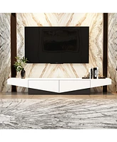 Uniquely designed Tv stand, media console with two drawers, wooden entertainment center