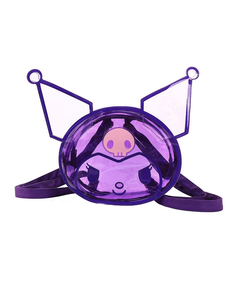 Kuromi Character Head Adult Clear Purple Pvc 12" Mini Backpack