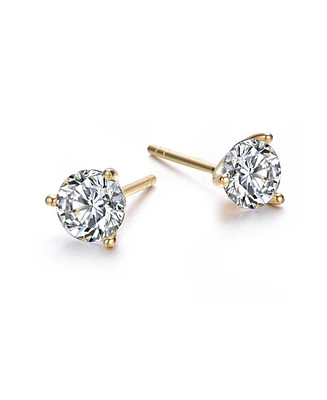 Sterling Silver Cubic Zirconia Solitaire Stud Earrings