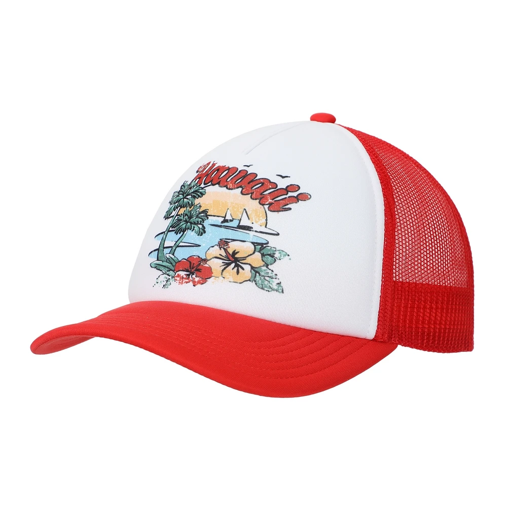 Hawaii Coast White & Red Foam Trucker Hat