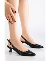 Lety Slingback Kitten Heel Leather Pumps