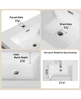 Casainc 36" Wall-Mounted Bathroom Vanity with Sink, Floating Storage Cabinet Stone Resin Countertop and Soft Close Drawers