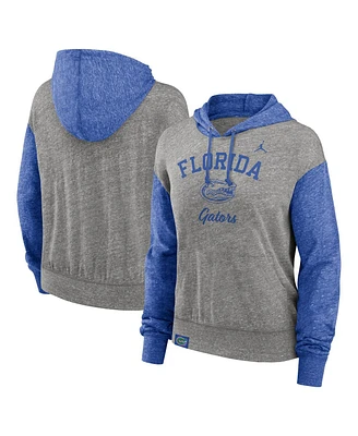 Nike Women's Heather Gray/Heather Royal Florida Gators Color-Block Legacy Pullover Hoodie