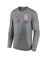 Nike Men's Heather Charcoal St. Louis Cardinals 2-Hit Legend Performance Long Sleeve T-Shirt