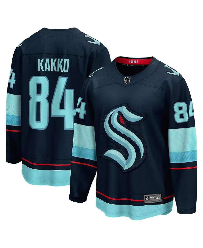 Fanatics Men's Kaapo Kakko Deep Sea Blue Seattle Kraken Home Breakaway Player Jersey