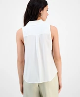 I.n.c. International Concepts Petite Spread-Collar Button-Front Top, Exclusively at Macy's