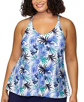 Island Escape Plus Printed Racerback Tankini Top, Exclusively at Macy's