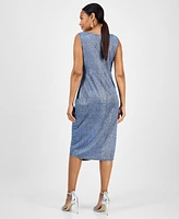 Connected Women's Metallic Side-Twist Sleeveless Dress
