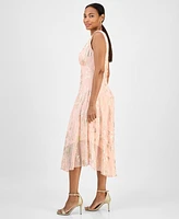 Connected Women's Metallic Chiffon Sleeveless Midi Dress