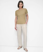Dkny Women's Contrast-Trim Layered-Look Sweater