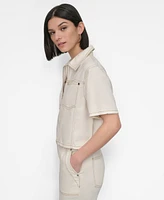 Dkny Women's Contrast-Stitched Denim Zip-Front Jacket