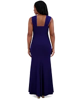 Jessica Howard Women's V-Neck Sleeveless Bow-Trim Gown