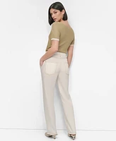 Dkny Women's Contrast-Stitch Denim Pants