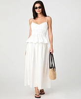 French Connection Women's Cotton Poplin Strappy Peplum Top