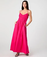French Connection Women's Cotton Poplin Shirred Maxi Dress
