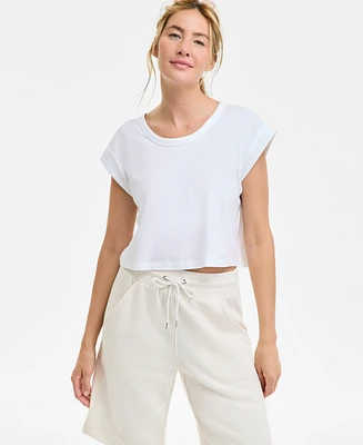 Id Ideology Women's Cotton Solid-Color Washed Sleeveless Top, Exclusively at Macy's