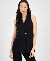 Women's Sleeveless Notched-Collar One-Button Blazer