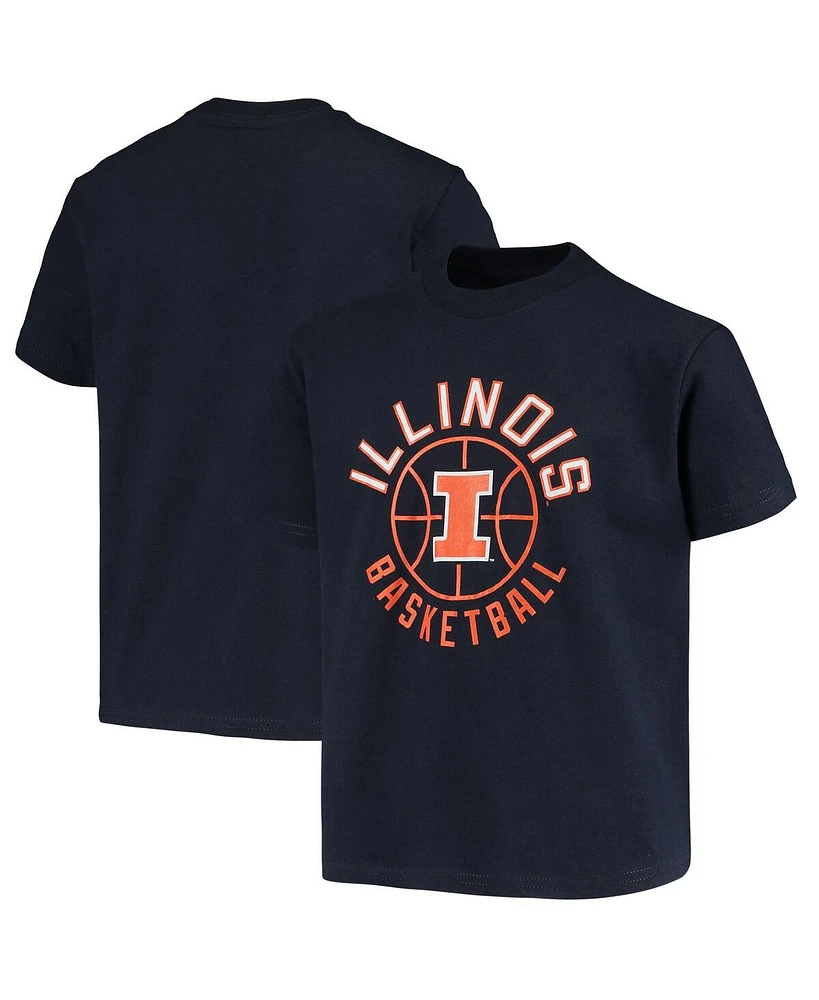 Champion Big Boys and Girls Navy Illinois Fighting Illini Basketball T-Shirt