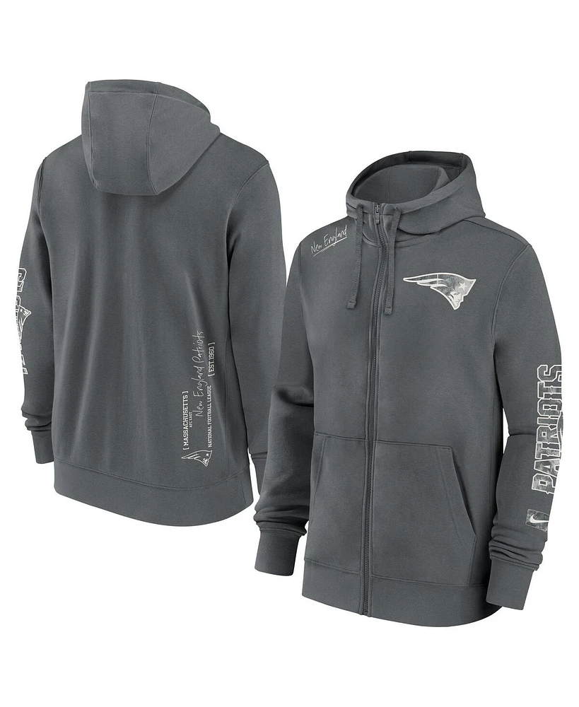 Nike Men's Gray New England Patriots Statement Performance Full-Zip Hoodie Jacket