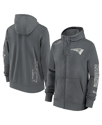 Nike Men's Gray New England Patriots Statement Performance Full-Zip Hoodie Jacket