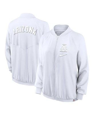 Nike Women's White Arizona Wildcats Raglan Full-Zip Bomber Jacket