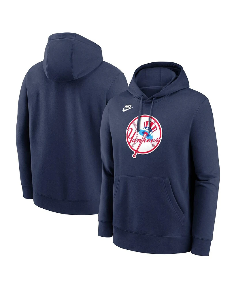 Nike Men's Navy New York Yankees Cooperstown Collection Logo Club Pullover Hoodie
