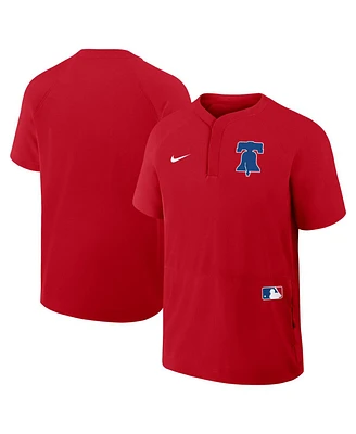 Nike Men's Red Philadelphia Phillies Authentic Collection Raglan Short Sleeve Windshirt
