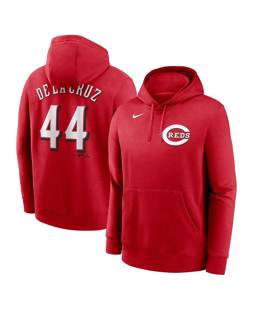 Nike Men's Elly De La Cruz Red Cincinnati Reds Player Name Number Club Pullover Hoodie