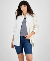 Levis Womens Iris Button Front Overshirt Perfect V Neck Striped T Shirt Shaping Bermuda Shorts