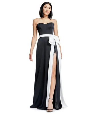 Dress the Population Women's Athene Strapless Bow-Trim Gown