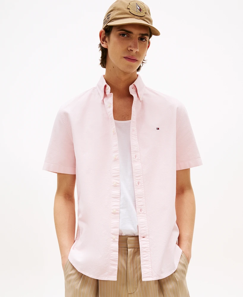 Tommy Hilfiger Men's Big & Tall Relaxed Fit Short Sleeve Button-Down Garment Dyed Oxford Shirt