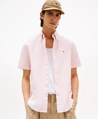 Tommy Hilfiger Men's Big & Tall Relaxed Fit Short Sleeve Button-Down Garment Dyed Oxford Shirt