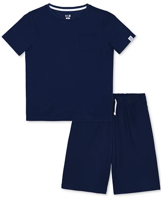 Max & Olivia Big Boys Waffle Thermal Top Shorts Pajama Set