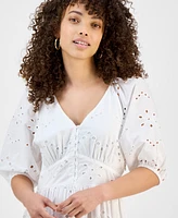 Tinsel Petite Eyelet Embroidered Cotton Maxi Dress