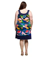 24seven Comfort Apparel Plus Scoop Neck Sleeveless Knee Length Dress