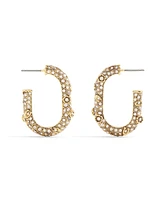 Coach Signature Faux Stone Pave Floral Hoop Earrings