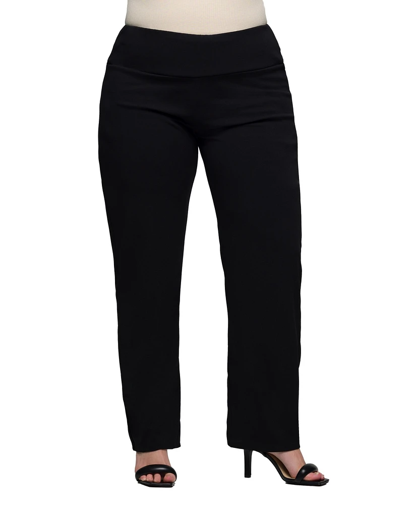 24seven Comfort Apparel Plus Comfortable Stretch High Waist Pants