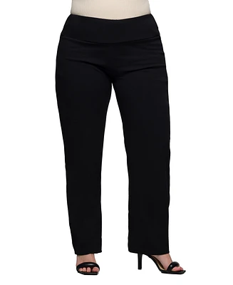 24seven Comfort Apparel Plus Comfortable Stretch High Waist Pants