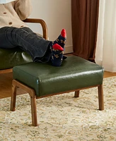 Glitzhome 2-Pc. Leatherette Mid-century Modern Hunter Accent Stool and Chair