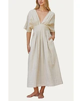 Crescent Women's Amiee Pleated Linen Maxi Dress