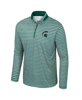 Colosseum Men's Green Michigan State Spartans Striped Quarter-Zip Top