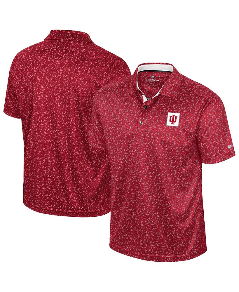 Colosseum Men's Crimson Indiana Hoosiers Sublimated Golf Polo Shirt