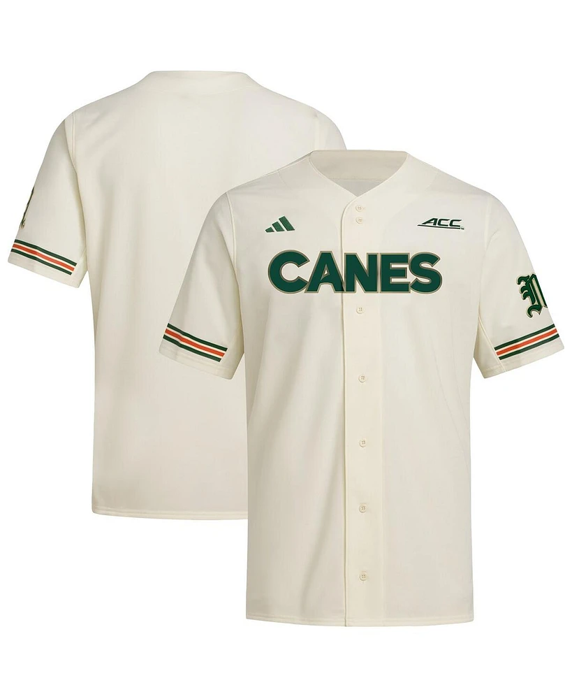 Adidas Men's Cream Miami Hurricanes Replica Baseball Jersey