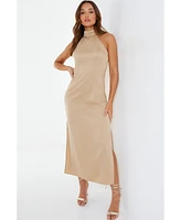 Quiz Women's Satin Halter Neckline Midi Dress