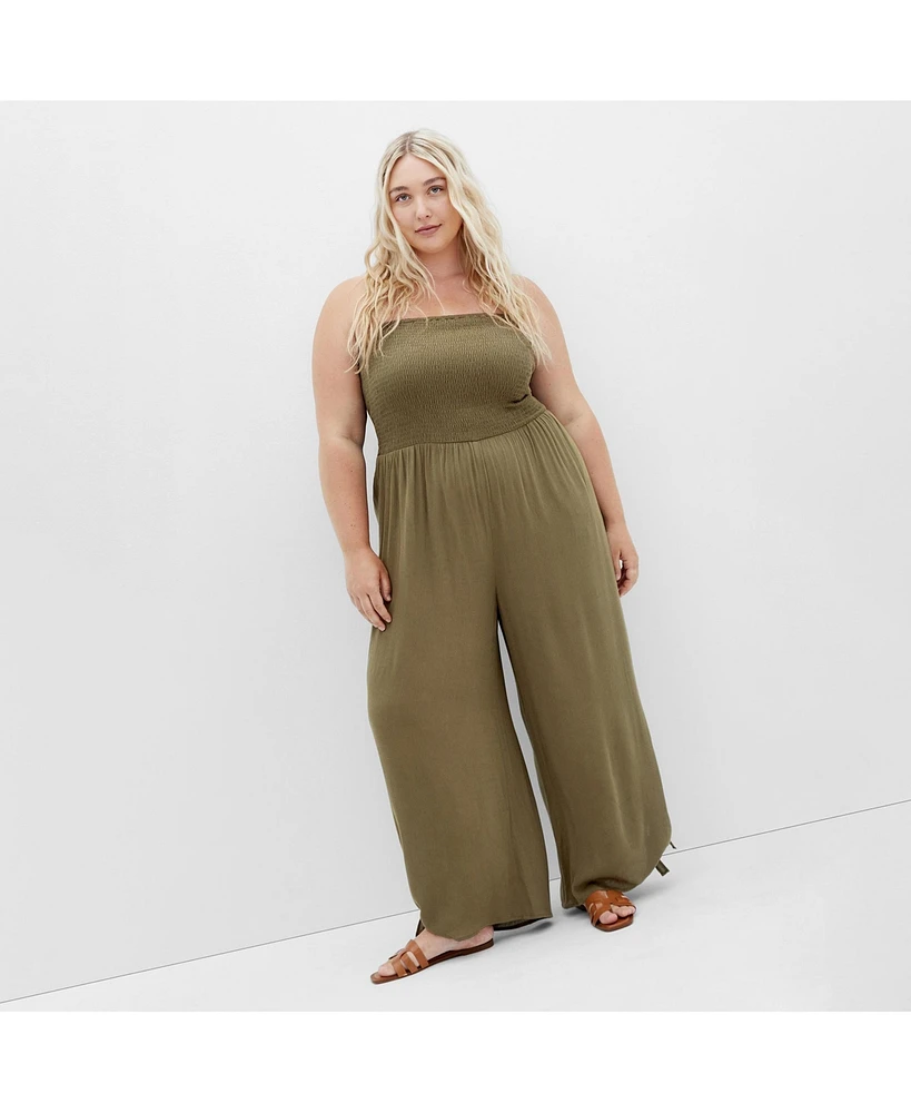 City Chic Plus Smocked Jumpsuit