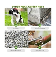 Garden Hose Stainless Steel Heavy Duty Water Hose No-Kink Rust Proof for Yard Outdoor