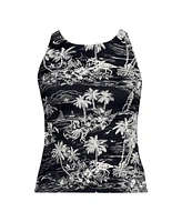 Lands' End Women's Mastectomy Tugless High Neck Strappy Back Tankini Swimsuit Top